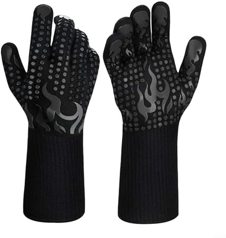 Innovativer Hitzeschutzhandschuh, 800 Grad, hochtemperaturbeständig, Outdoor-Grillhandschuh, für den Innen- und Außenbereich, 1 Paar (schwarz)