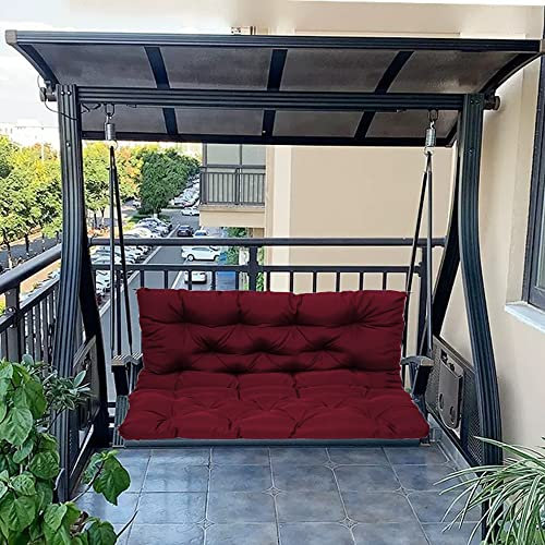 Wasserdichte Hollywoodschaukel, 2-/3-Sitzer, verdicktes Ersatz-Sitzkissen mit Rückenlehne für draußen, Terrasse, Veranda, Garten, Hängematte, waschbar und langlebig, Dunkelrot, 100 x 100 x 10 cm
