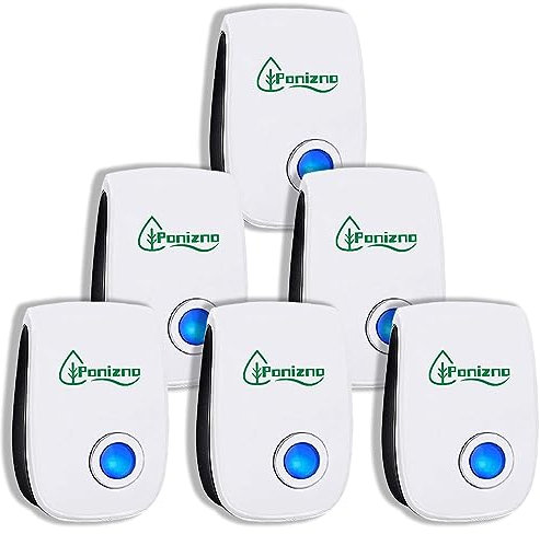 6 Pack Repellente Ultrasuoni,Ultrasuoni per Zanzare Repellente Ultrasuoni Antizanzare Ultrasuoni Dissuasore per Topi, Repellenti a Ultrasuoni per Scarafaggi, Ragni,Mosche (white)