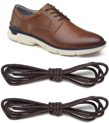 UamGlsob Cordones Oxford Redondos Delgados (ø2mm) para Zapatos de Vestir Hombre- Cintas Enceradas Resistentes para Calzado Formal, Anti-desgaste y nudos firmes(Dark Brown,32Inch/80cm)