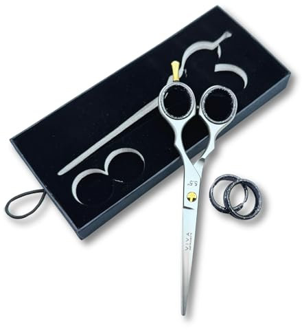 Professional 5.5 Inch Hair Scissors Shears Premium Stainless Steel for Precision Cutting Sharp Blades for Effortless Styling Salon Quality Cuts Hairdressing Tools - Viva Instruments (Silver)