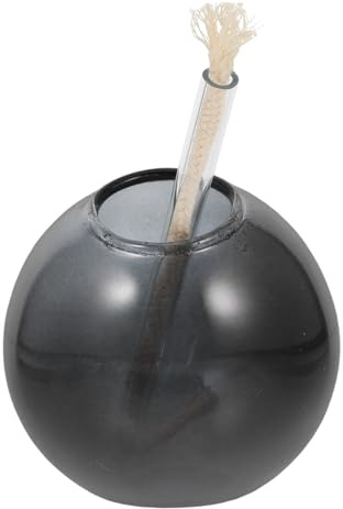 PRETYZOOM Paraffin Oil Lamp Stained Glass Round Shape Vintage Indoor Home Decor Emergency Light Decorative