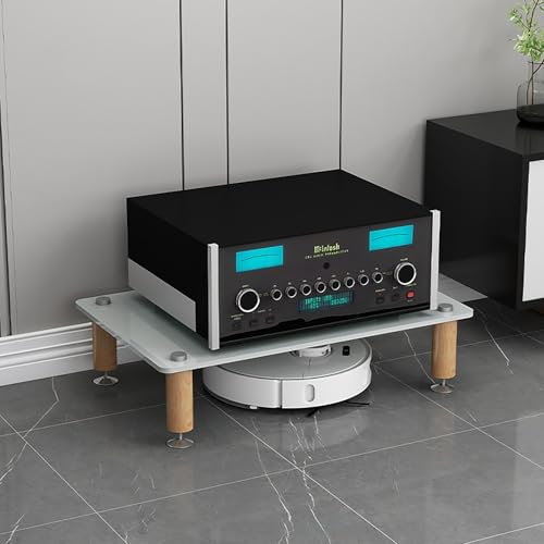 Mobile Audio Hifi Supporto Mdf In Vetro Temperato,Scaffale Av Per Rack Hifi,Mobile Hifi Rack Porta Tv,Rack Amplificatore Multistrato,Per Studio Di Registrazione Di Soggiorno Di Gioco(White,H14cm/5.5in