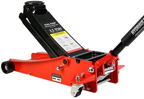 3.5 Ton Low Profile Floor Jack Heavy Duty Hydraulic Steel Floor Car Jack Trolley Service with Dual Pistons Quick Lift Pump for Sport Utility Vehicle,Lifting Range 4 min to 21 max,Red