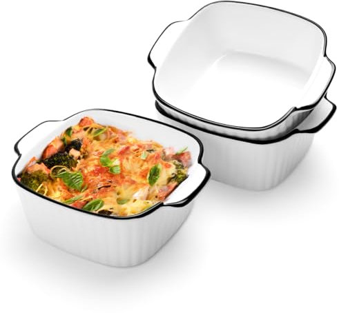 Vikcvcsc Set di 3 Piatti da Forno in Ceramica, 400Ml Teglia da Forno Piccole Piastre con Manici,Teglia per Lasagne/Cucinare/Cena/Torta