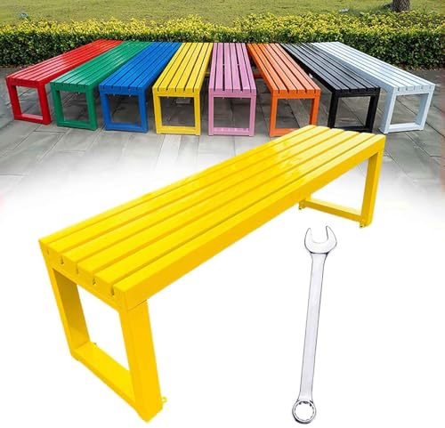 Generisch Gartenbank Wetterfest Sitzbank Outdoor 2-3-Sitzer Garten Balkon Bank Metall Gartenmöbel ParkBänke Ohne Lehne 100cm 120cm 150cm 180cm(Gelb,L-150cm)