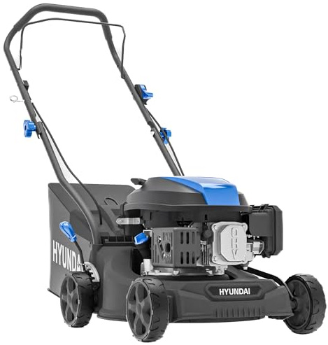 Hyundai 16 / 40cm Petrol Lawnmower, 139cc 4-Stroke Engine, Hand Push, 7 Cutting Heights 25-75mm, 40L Grass Bag - 3 Year Warranty
