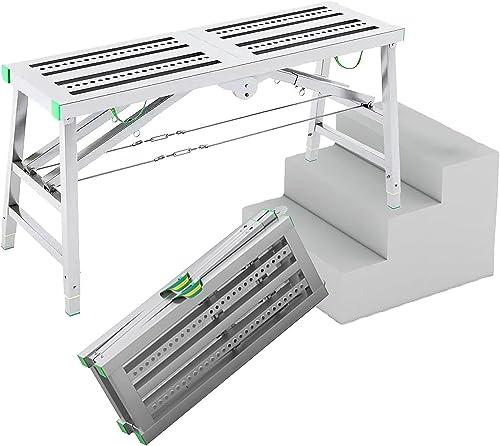 Escabeau pliable réglable à 5 niveaux – Établi et tabouret à hauteur polyvalente pour la construction et les projets de bricolage – Plateforme d'échafaudage portable et légère