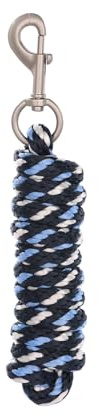 Merauno® Führstrick für Pferd - Anbindestrick in verschiedenen stylischen Designs, Führleine, Anbindeseil Pony, Esel, Ziege lang Strick mit Karabinerhaken(Navy Weiß, Karabinerhaken)