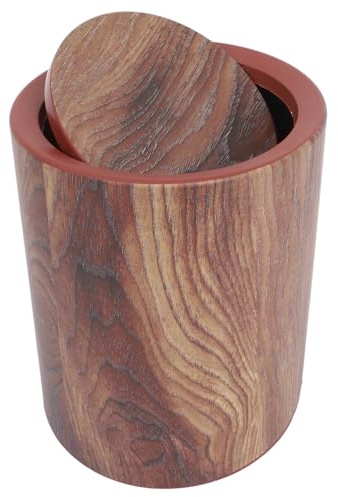 POPETPOP Papelera con Tapa Abatible y Diseño Madera Natural Cubo Basura Mediano para Cocina Dormitorio y Oficina Reciclaje Práctico y Elegante para Hogar