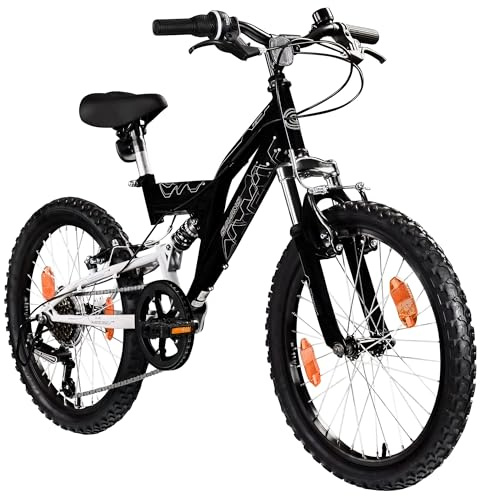 Galano FS180 Kinder Fahrrad ab 6 Jahre Mountainbike Fully ab 120 cm für Mädchen und Jungen, 20 Zoll, 6 Gang Schaltung, MTB Unisex Kinderrad mit V Brakes