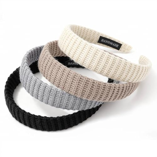 DRESHOW 4 Pezzi Fasce per Donna e Ragazze Cerchietti Sottili in Maglia Cerchietti Intrecciati Tinte Unite Antiscivolo Moda Accessori per Capelli