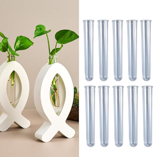 10 Stück Reagenzglas,Reagenzglas Kunststoff,aus stabilem Acrylkunststoff | Btl.mit ausgestelltem Rand und Rundboden Reagenzgläser für Blumen,für Blumen,Liquids,DIY,24mm×120mm
