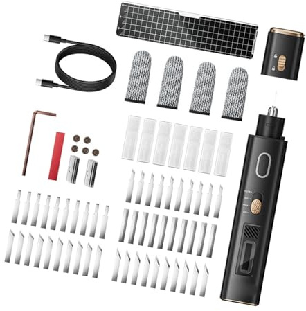 Yanmis Coupeur à Ultrasons, Couteau à Ultrasons Portatif 40 KHz avec 50 Lames, écran OLED et Lumière LED pour Modèle imprimé 3D, Bois, Plastique et Plus (Prise UE)