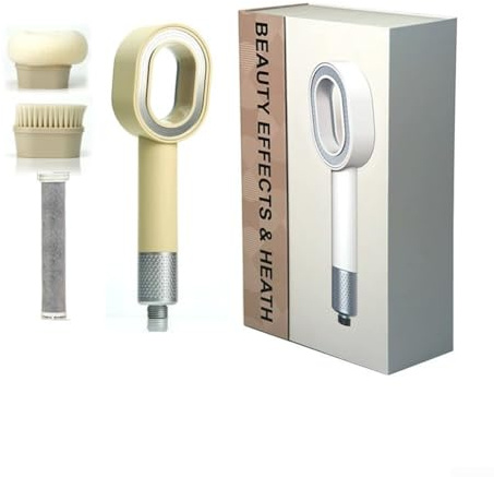 Pomme de douche à filtre à main, pommeau de douche 3 en 1 haute pression avec filtre à charbon résistant à la rouille et à l'érosion pour éliminer efficacement le calcaire (beige)