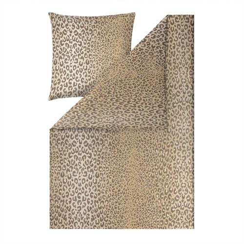 ESTELLA Bettwäsche Lionel | beige | 135x200 cm + 80x80 cm | seidig-glänzende Oberfläche | pflegeleicht & trocknerfest | atmungsaktiv & anschmiegsam | 100% Baumwolle