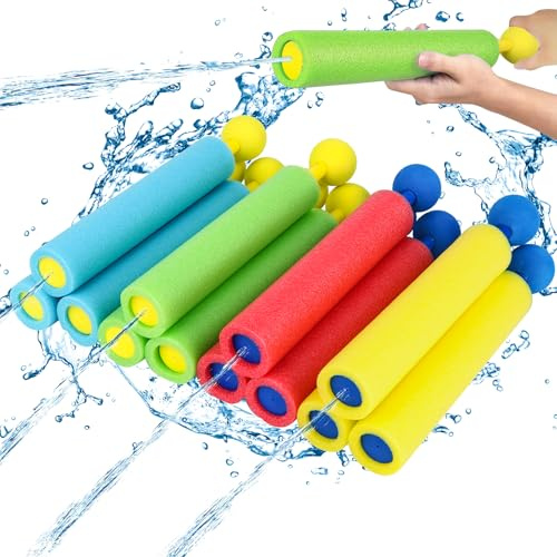 NXPZ Pistola ad Acqua, 12pcs Pistole ad Acqua Schiuma, Giocattoli da Battaglia 8 m, Giocattolo Estivo per Piscina, Adatto per Spiaggia, Piscina, Giardino e Giochi All'aperto, per Bambini 3-12 anni