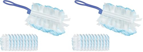 BEPER C203PUL004 Plumero Kit con 1 Mango Y 10 Recambios, Atrapa Y Retiene hasta 3 Veces Más El Polvo Y El Pelo, 10 Plumero de Polvo (Paquete de 2)