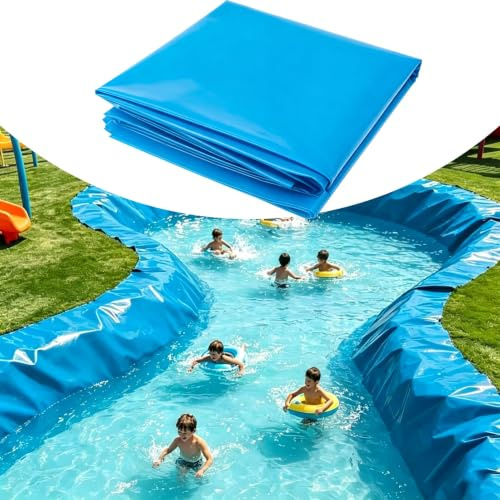Trädgårdsfiskdammar förformade liners 3x7m 5x6m 7x8m 8x10m 10x12m | Blå ogenomtränglig dammfoder för fontäner, fiskdammar, vattenträdgårdsdammmembran(6x12m)