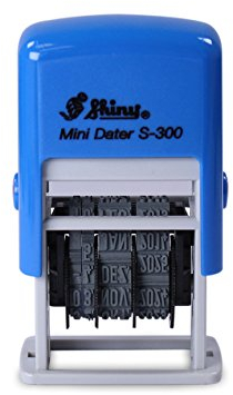 Datumsstempel Mini Dater Shiny S-300, bis Jahr 2031, blaues Stempelkissen, Selbstfärbestempel