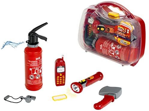 Theo Klein Valigetta da Pompiere, 7 Pezzi Include estintore con Funzione di spruzzo, Piede di Porco, Torcia e Molto Altro, Dimensioni 27 cm x 23 cm x 9,5 cm Giocattoli per Bambini dai 3 Anni in su
