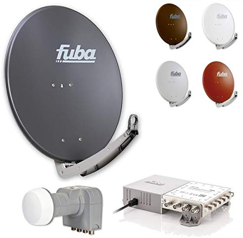 Fuba 8 Teilnehmer Set - Satelliten Komplettanlage Fuba DAA 780 Alu Satellitenschüssel 80cm + DEK 407 Quattro LNB + FMG 508 Multischalter 8 Teilnehmer, erweiterbar bis 48 Teilnehmer (HDTV, UHD 4K/8K)