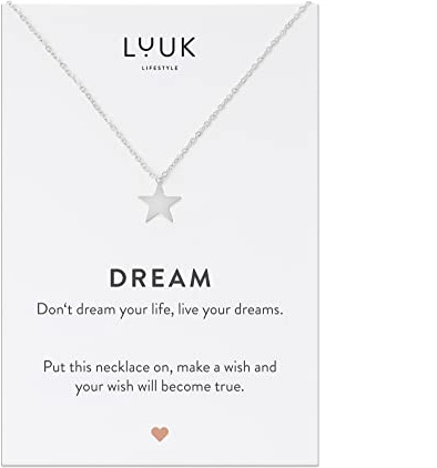 LUUK LIFESTYLE Moderne Halskette mit Anhänger aus wasserfestem Edelstahl, Damen Geschenk, Glücksbringer für Frauen und Mädchen, feminin & filigran, Kette