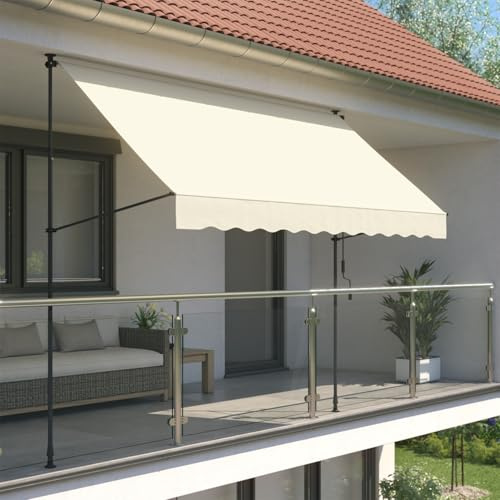 empasa Klemmmarkise 'ILANGA' Balkon Markise Klemm-Markise | UV-beständig und höhenverstellbar, Farbe:elfenbein, Größe:200 x 120 cm