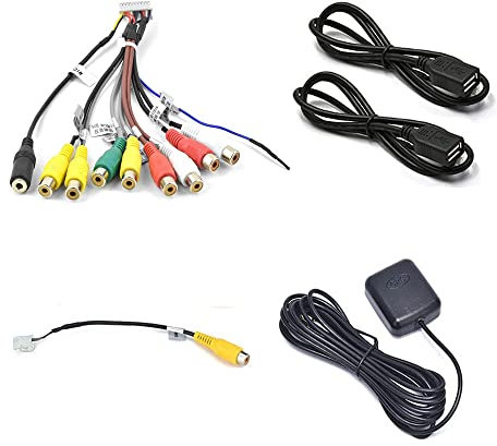 Bestycar Car Stereo Radio RCA USB CAM in Cable GPS Antenna Wire Harness Kit for 9'' or 10'' Aftermarket Android Headunit with 16pin Power Socket 20pin RCA Port