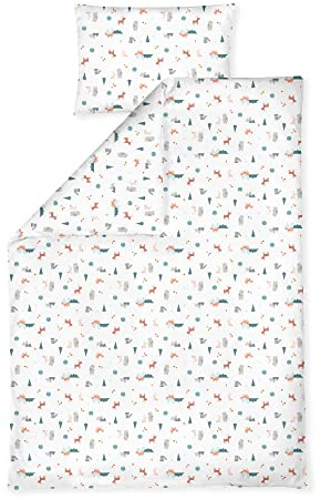 Julius Zöllner Jersey - Kinderbettwäsche 100x135 + 40x60 cm, 2-teiliges Set aus Deckenbezug und Kissenbezug, 100 Prozent Jersey-Baumwolle, mit Reißverschluss, Standard 100 by Oeko-TEX, Little Fox