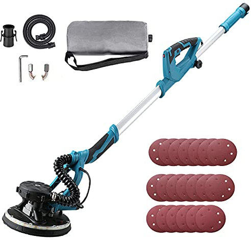 YNITJH Lijadora Pared,Lijadora Eléctrica 1800W,5 Velocidad,1000-2100RPM/MIN,20 Papeles de Lija,para Pulir Madera y Quitar Pintura Lijadora Orbital,220V