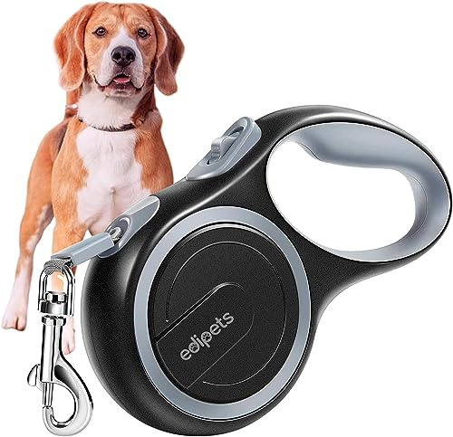 Edipets, Laisse Chien, Enrouleur, Rétractable, 5 et 8 Mètres, Laisse Flexible pour Le Dressage et la Promenade (Gris, 5 mètres <20kg)