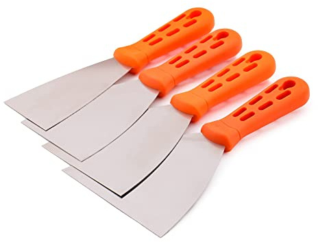 Mivos Jeu de Couteaux à Enduire - 4 Pièces - 60mm 80mm 100mm 120mm - Grattoir à Peinture en Acier Inoxydable - Couteau à Palette - Spatules de Plâtrier - Made in EU
