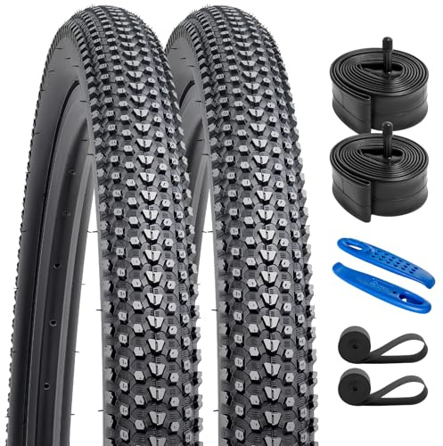 YunSCM 2PCS Faltbare 29 Zoll Fahrradreifen 29x2.10 Mantel 54-622 Plus 2PCS 29 Zoll Schlauch AV32mm Valve kompatibel 50-622 MTB Fahrräder/E-Bikes/Reifen 29x2.10 29x2.125