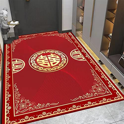 RUGMRZ Balkon Bodenbelag Art Indoor Wohnzimmer ist langlebig deko Teenager mädchen rot Ornament terasse Teppich Balkon bodenbelag dick80x150CM