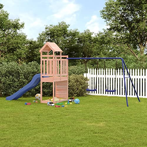 Tidyard Set da Gioco,da Giardino,con Scivolo,2 Altalene,e Arrampicata,in Legno di Douglas,495x186x214 cm,Giochi Giardino,Parco Giochi Esterno,Altalena,Scivolo,Arampcata,da Giardino in Legno