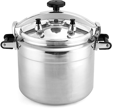 BreeRainz 26 Quart Pressure Cooker, Extra Large Commercial Stovetop Pressure Cooker, Triple Safety System, Heavy Duty Aluminum, Fast Bulk Cooking for Family, Catering, Gas & Electric Stove Compatible