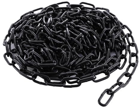 VIDETOL 6 Metres Length 304 Stainless Steel Chain, 4mm Heavy Duty Chain Links, Black Galvanized Steel Welded Link Chains Lift for Fence Gate, Garage Doors, Swing Chains and Bicycle Security Lock