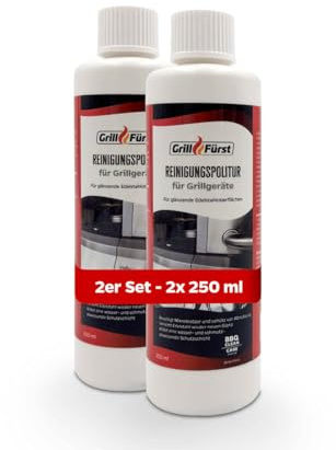 Grillfürst Reinigungspolitur für Grillgeräte, 2 x 250 ml - Spezial-Politur für strahlenden Glanz und Abperleffekt