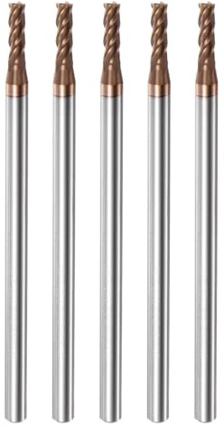 QUARKZMAN 5 Stück Hartmetall Schaftfräser 3mm Durchmesser Frässtift Fräser | HRC55 Mikrokorn Wolframkarbid, 4mm 5/32 Schaft, 75mm 3 Extra Lang, 4 Schneiden, für Aluminium Kupfer Metall.