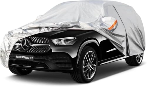 Kayme Autoplane Wasserdicht Atmungsaktiv für Mercedes Benz GLE/GLE Coupe (2015-2025), 6 Schichten Vollgarage Autoabdeckung für Regen Sonne Staub Schutz, Autoabdeckung mit Reflektierenden Streifen.