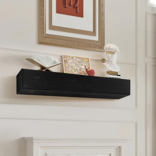 VEVOR Mensola per Caminetto Galleggiante a Parete, 48 x 8 x 5 Pollici, in Legno Naturale, Capacità Carico 50 Libbre, per Decorazione Murale Soggiorno