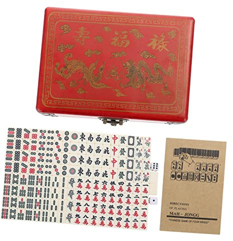 Alasum Chinesisches Mahjong-Set Tragbares Nummeriertes Spielzeug Für Reisen Camping Und Zuhause Langlebig Und Bruchfest