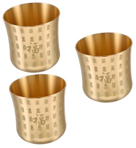 PRETYZOOM 3 Pz Ornamenti Per in Ottone Tazze Da Tè Cinesi Tazze Da Tè Antiche Coppa Della Benedizione Tazze Buddiste Tazze D'epoca Tazza Da Tè Modello Antico Coppa Rituale Golden Rame