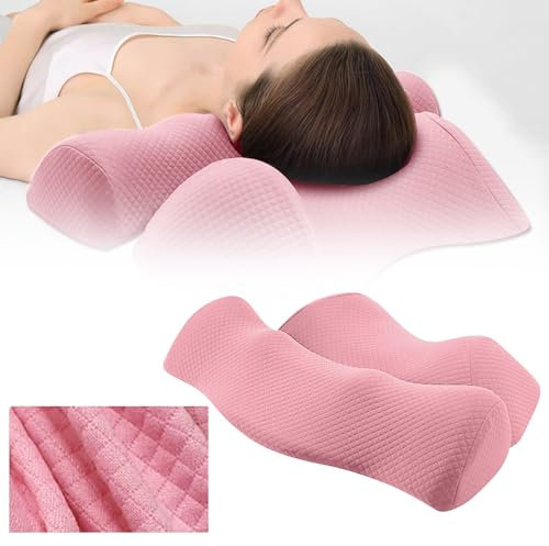 Höheneinstellbares Memory Foam Kissen Kopfkissen, Ergonomisches Nackenstützkissen Seitenschläferkissen Rücken Bauchschläfer, Nackenkissen Antischnarch-Kissen Bezug Liebhaber Valentinstag Pillow (Rosa)
