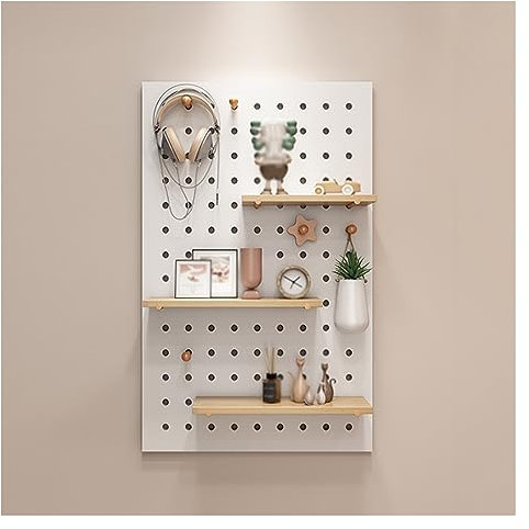 Panneau de rangement mural perforé, kit d'organisation de panneau perforé mural marron 40 x 60 cm pour chambre à coucher, bureau, salle de bain, bureau - Panneaux d'affichage d'étagères comb