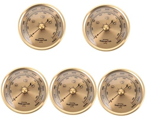 YARNOW 5 Piezas Barómetro termómetro de interior herramienta manómetro sensor Medidor de presión de aire Presión atmosférica manómetro de vacío herramienta casera Metal Golden
