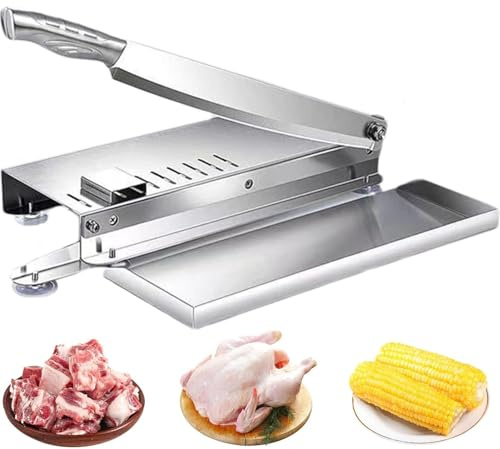 Vnook Fleischschneider, Edelstahl-Rippchenfleischschneider | Manueller Knochenfleischschneider, Allesschneider, Geeignet für Küche, gefrorenes Fleisch, Gemüse, Knochen(M)