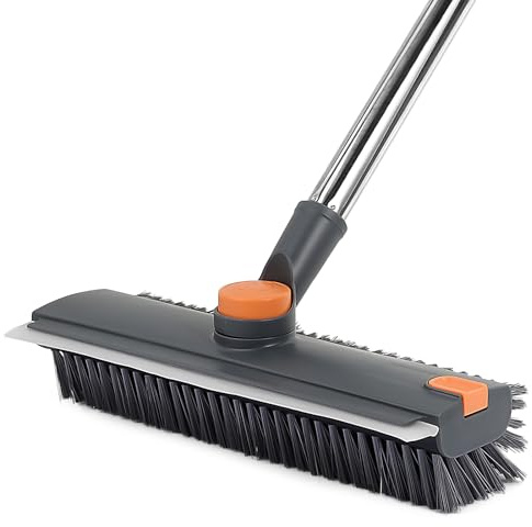 Floor Scrubbing Brush Heavy-Duty with Handle - INCIKITI 3 In 1 Carpet Scrubbing Brush of 360° Rotation Head, Adjustable Angled Bristle Floor Brushs Scrubber, Bathroom Brushes for Cleaning