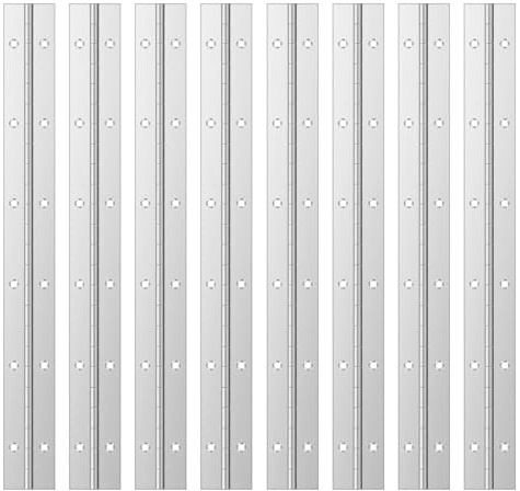 LEXININ 8 PCS 300mm Stainless Steel Piano Hinge, 30cm Continuous Long Piano Hinge with Holes for Wood Cabinet Doors Windows